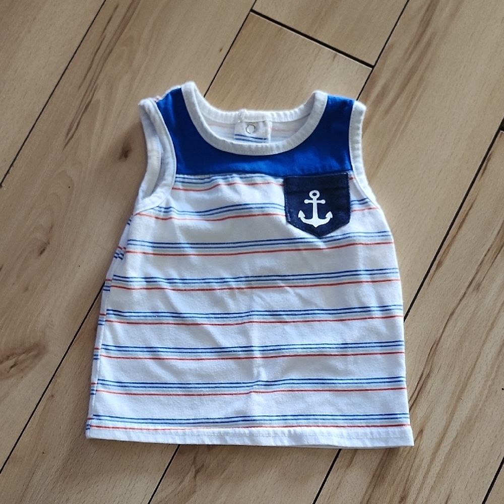 Kids Striped Tank Top with Anchor Patch